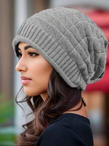 1 sztuka wiosennej i letniej plisowanej czapki z włóczki, damska czapka z włóczki, jednowarstwowa czapka dzianinowa, czapka wkładana przez głowę, uniwersalna ochrona słuchu, odpowiednia do codziennego noszenia, jesienne akcesoria