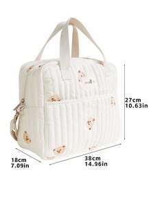 1 件可爱刺绣妈咪包、单肩斜挎包、大容量手提包、旅行收纳包 - 米色星星月亮 - 查看 2