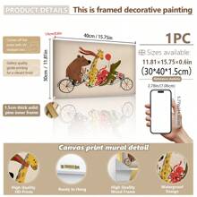 1 bucată de tablouri de perete fanteziste cu animale, bicicletă, pentru camera copiilor – Imprimeuri vibrante pe pânză de mai multe dimensiuni (20x25cm până la 50x70cm) cu opțiuni înrămate/neînrămate, decor vesel cu urs, girafă, caracatiță, crocodil, aventură, pentru camerele copiilor, estetică modernă și jucăușă pentru casă