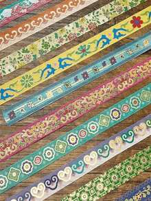 Baijixin Vintage Washi Tape Set 10 Rolls - Gold Foil Floral Decorative Tape For Bullet Journal, Planner, DIY Arts Crafts, Scrapbooking (Blue Series) - Blue Series - View 5