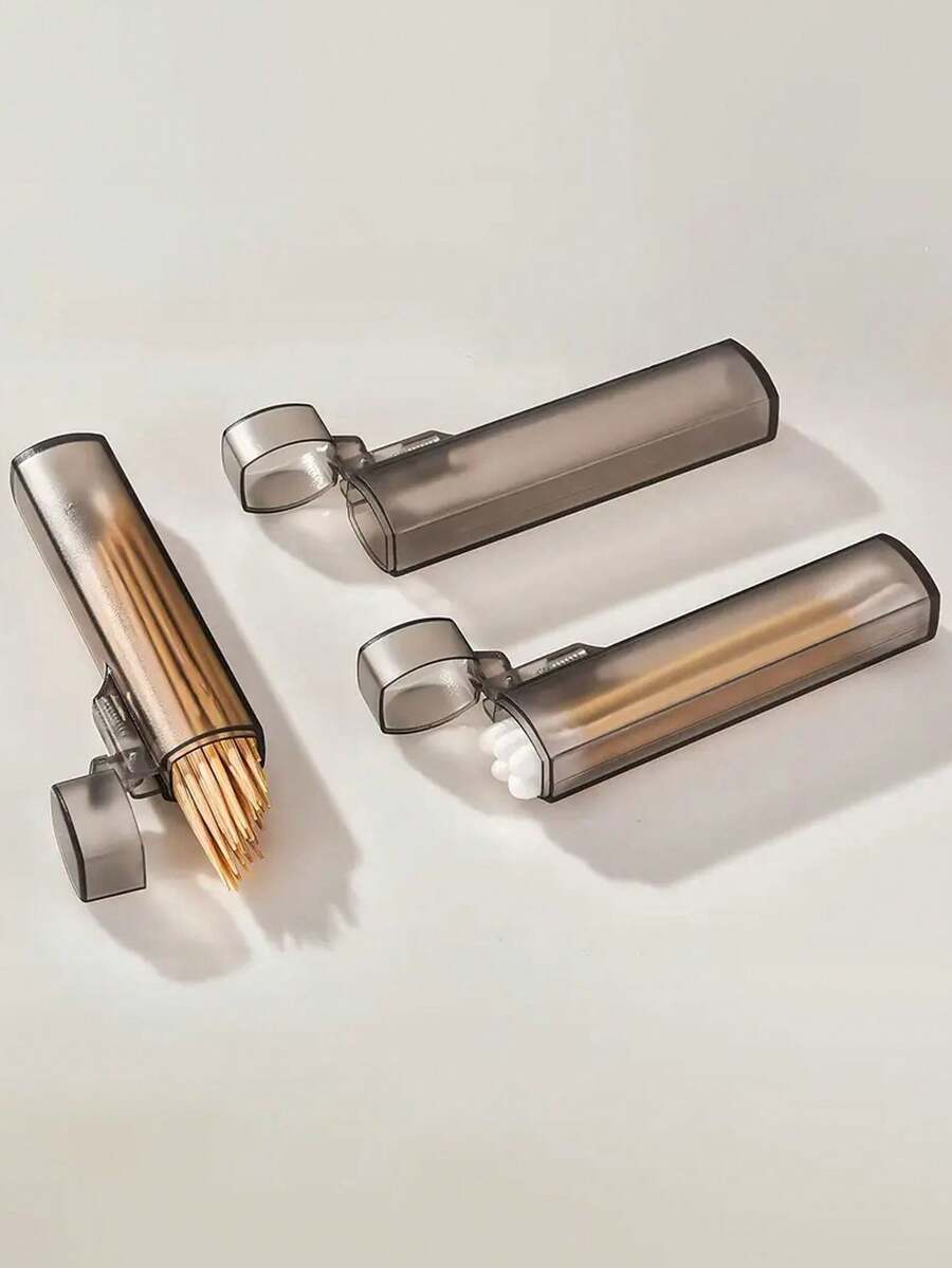 3 piezas Portátil Transparente Plástico Palillo de dientes y Soporte de Hisopo | Bolsa de Almacenamiento de Viaje a Prueba de Fugas con Diseño Cilíndrico de Metal | Organizador de Escritorio Pequeño Adecuado para Camping y Uso al Aire Libre, Almacenamiento Portátil | Minimalista Moderno | Bolsa de Contenedor de Plástico Transparente, Bolsa de Maquillaje, Bolsa de Tocador, Organizador de Escritorio, Bolsa de Cosméticos, Bolsa de Maquillaje, Organizador de Maquillaje, Accesorios de Vanidad, Bolsa de Maquillaje, Bolsa de Maquillaje, Joyero, Bolsa, Soporte para Brochas de Maquillaje, Soporte para Brochas, Organizador de Perfumes, Bolsa, Regalos para Mujeres, Regalos de Navidad, Ideas de Regalo para Mujeres - Multicolor - Ver 1