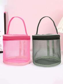 Bolsa portátil de almacenamiento de hilo, bolsa de malla hueca para hilos de lana de tejer y ganchillo, bolso de mano para almacenamiento de manualidades, herramientas y accesorios de costura