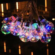 太阳能灯串复古爱迪生灯泡 - 8 种模式，防水防虫，适用于万圣节/圣诞节户外花园、露台、草坪装饰 - 彩色 - 查看 8