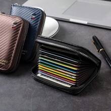 Borsa per carte di credito casual da uomo, borsa a coin con posizionamento multi-tasca in tessuto semplice e di grande capacità, custodia per schede