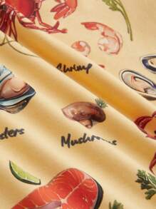 Womens Y2K Oversized Vintage Oceanside Seafood Graphic Tees Shirt  Loose Fit Tee Tops Casual Summer Short Sleeve Tops Streetwear - 黃色 - 查看 6