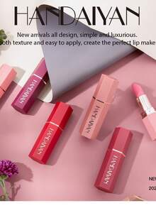 HANDAIYAN 6-Sided Matte Moisturizing Lipstick, Velvet Makeup Effect, Single Tube, Long-Lasting Color, Fashionable Luxury Lipstick, Suitable For Halloween, Christmas And Holiday Makeup, Party And Daily Makeup, Holiday Travel Essential Cosmetics, Net Weight: 3.5g, Face Painting, Cosmetics, Suitable For Women, Suitable For Winter/Spring, Ideal For Y2K Fancy Fashion, Suitable As Birthday/Valentine's Day/Mother's Day Gift, Essential For Carnival Party, Best Color Choice - 01 - 查看 6