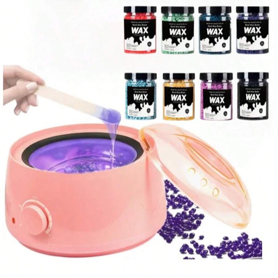 Kit de depilación con perlas de cera para uso doméstico, incluye frasco de cera y bolitas de cera - Multicolor - Ver 1