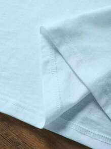 Boys' Casual Graphic Tee, Outdoor Nature Scene Print, Summer Beach Style, Round Neck Short Sleeve T-Shirt, Kids Clothing, New Boys Summer Top - Baby Blue - View 6