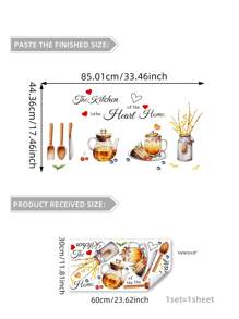 1 pièce Sticker cuisine avec graphique de légumes et slogan, stickers, décalcomanie murale, décalcomanie en vinyle pour décorations de maison, articles de décoration pour le printemps rafraîchissant votre maison, autocollants de décoration Rama