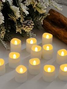 6/12/24 件套新奇无焰闪烁茶蜡烛、许愿蜡烛、电池供电茶灯、带 24 小时循环定时器的蜡烛灯、3D 火焰效果、含电池、适用于婚礼餐桌中心装饰、家居装饰、生日派对、万圣节、圣诞节、求婚、浪漫晚餐、蜡烛加热器、礼物、假蜡烛 - 暖白光 - 查看 6