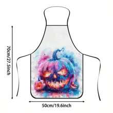 1pc Halloween Witch Cauldron Print Apron, Durable Polyester Material, Suitable For Cooking, Barbecue, Gardening, Painting, Manicure, Unisex, Indoor And Outdoor Use