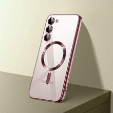 Funda magnética transparente compatible con MagSafe para Galaxy A06 A16 A26 A36 A56 S25 Ultra S24 Ultra S25 FE, con protector de lente de cámara incorporado, revestimiento de lujo de TPU suave y transparente a prueba de golpes, delgada y fina, para iPhone 17 16 15 14 13 12 11 Series, 17 Pro Max, Funda para Apple 17 Pro Max con MagSafe