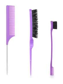 Conjunto De 3 Piezas De Herramientas De Peluquería Para Peinados, Que Incluye Cepillo Cardador, 3 Peines De Colores Para Teñir El Cabello, Cepillo De Cejas, Peine De Cola, Cepillo De Modelado Para Pelucas Y Conjunto De Herramientas Para Estilo De Cabello