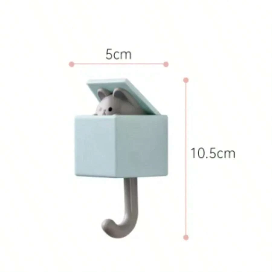 Cartoon Cat Hooks Stickers Bedroom Door Hooks Key Hooks Umbrella Towel Hat Coat Rack Wall Animal Decorative Hooks - Blue - View 1