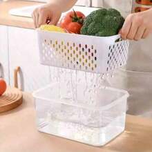 9 piezas Recipiente de almacenamiento de alimentos cubierto para refrigerador, caja sellada multifuncional para conservar frescos para frutas y verduras, cajas de drenaje y cajas para almacenamiento en refrigeradores, contenedores de cocina para almacenar refrigerador y suministros de restaurante y cocina