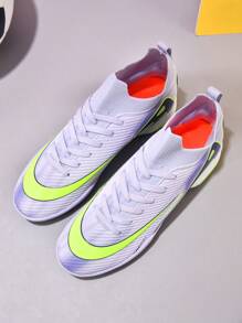 1 双男女通用钉鞋足球/足球训练鞋，低帮户外团队运动鞋，适用于人造草坪、硬质地面、室内训练场，专业防滑钉，大/小码，系带，防滑橡胶鞋底，轻质高性能防滑设计，顶级专业足球鞋，厂家直销 - 淡紫色 - 查看 6