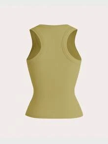 GAOVOT 女士夏季Y2K性感百搭休闲运动家居方领上衣 - 芥末黃 - 查看 9