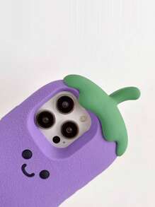 Funda de teléfono divertida, funda de teléfono fea, funda de teléfono con cara sonriente de berenjena de dibujos animados linda, compatible con iPhone 16/15/14/13/12/11