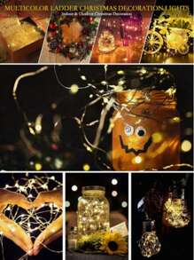 1 Pack Battery Powered LED Fairy Lights, 3 Speed Modes, 6.58ft/2m Battery Operated String Lights, Waterproof Twinkle Lights For Outdoor, Wedding, Romantic Atmosphere, Valentine's Day Decor, Party Favor DIY, New Year Decoration, 3 Pack, 6 Pack, 10 Pack, 3 Meters/9.84ft