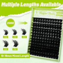 Lash  Kit 200D Fluffy 10-18MM D Curl Individual Lashes With Lash Bond And Seal Lash Remover Lash Tweezers - 黑色 - 查看 2