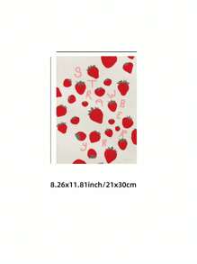 1pc Frameless Strawberry Print Wall Art Whimsical Fruit Illustration, Girls Room Decor With Personalized Aesthetic, Frameless Canvas Poster For Bedroom/Dorm/Living Room, Perfect Gift & Party Decoration (Botanical Prints, Funky Posters, Decor, Back To School Wall Decor)