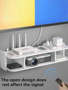 1 件多功能壁挂式电脑显示器桌面收纳架，用于无线路由器、遥控器、DVD 和电视盒的壁挂式收纳架，无需钻孔安装，节省空间，实用的架子 - 彩色 - 查看 6