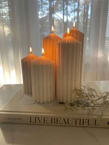 4 件套条纹圆柱蜡烛硅胶模具 DIY 3D 罗马柱设计香薰蜡烛模具环氧树脂铸造模具，家居装饰 - mold - 查看 7