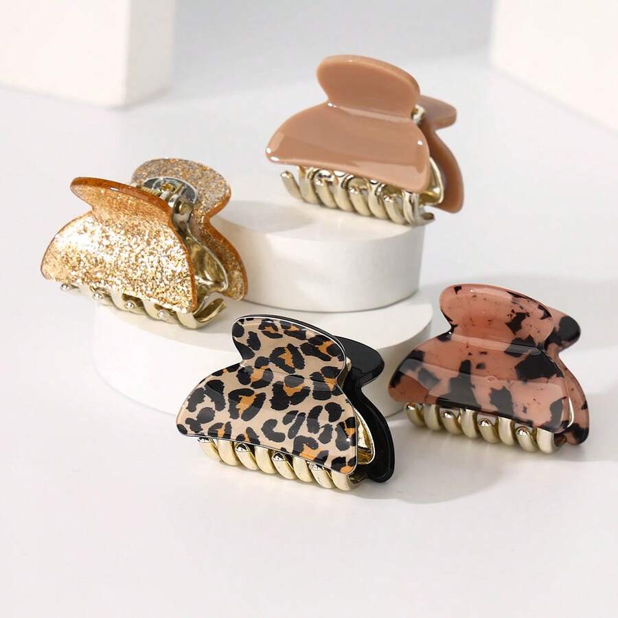 2 chiếc kẹp tóc màu ngẫu nhiên, dài 4cm, thích hợp dùng hàng ngày, kẹp càng cua, phụ kiện tóc mùa đông, mùa hè, đi biển hoặc đi nghỉ mát. - Nhiều màu - Xem 1