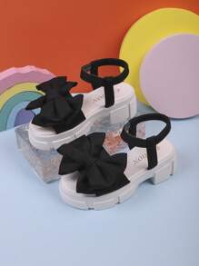 Neue Mädchen Sommer Mode Flache Sandalen, Schleifen Dekor Süße Süße Dicke Sohle, Geeignet Für Kinder Outdoor Spielen Und Urlaub