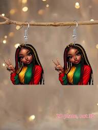 1 Pair Elegant & Sexy Pendant Earrings, Acrylic Print Design, Stainless Steel Earring Hooks, Lightweight & Fashionable, Suitable For Daily Wear And Party Celebrations, Holiday Gifts, Halloween, Christmas