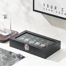 Ring Organizer Box For Jewelry, Rings Cuffls Storage Case, Small Jewelry Box For Travel, Pretty Gifts For Girls, Black(30 Slots) - 空白框 - 查看 3