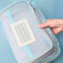 1pc A4 Dual Layer Nylon Mesh Subject Bag, File Folder, Document Organizer Bag For Exams, Study (Green Color May Have Slight Variation, 3 Different Green Shades Will Be Randomly Sent, The Color Of The File Folder Label Frame Is Also Random, Please Note For Consumers)