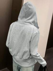 Retro American Style Cropped Hoodie Jacket For Women, Ins Short Tops For Petite, Early Autumn