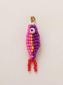 1PC Colorful Lucky Fish Bag Accessory Exquisite Handmade Beaded Embroidery Diy Koi Fish Keychain Unique Niche Necklace Pendant Gift - Multicolor - View 12