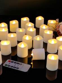 6/12/24 件套新奇无焰闪烁茶蜡烛、许愿蜡烛、电池供电茶灯、带 24 小时循环定时器的蜡烛灯、3D 火焰效果、含电池、适用于婚礼餐桌中心装饰、家居装饰、生日派对、万圣节、圣诞节、求婚、浪漫晚餐、蜡烛加热器、礼物、假蜡烛 - 暖白光 - 查看 1