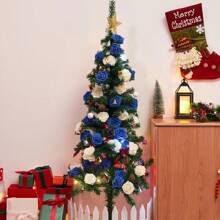 15/30 件人造玫瑰假花植物、花束、用于家居装饰、婚礼装饰、秋季装饰、花束 DIY、花环材料、糖果盒配件、秋季装饰、房间装饰、厨房配件、餐厅、卧室装饰、浴室配件、派对装饰、万圣节装饰、圣诞节装饰、新年装饰、新娘手捧花、校园装饰、户外花园配件（不含盒子）、含三片叶子 - 藍色 - 查看 6