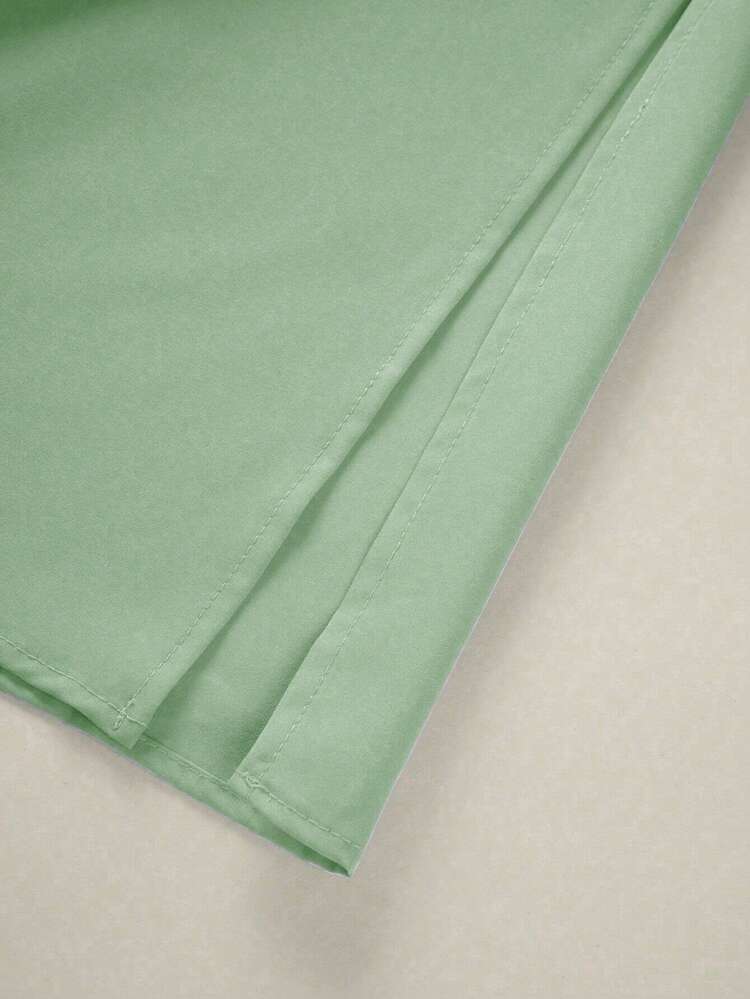 Vestido cárdigan de mujer con escote en pico, silueta ajustada, tejido texturizado, estilo sencillo - Verde - Añade 4