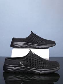 男士新款柔软休闲透气一脚蹬拖鞋 - 黑色 - 查看 3