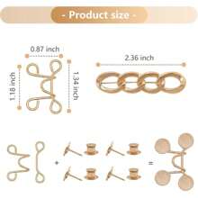 6 件裤腰扣，适合宽松牛仔裤，可重复使用金属腰夹，适用于连衣裙、裙子，无需缝纫装饰配件（金色）