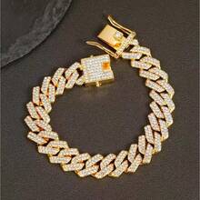 1pc Gold Metal Bracelet With Rhinestones, Men's Jewelry - Gold - View 5