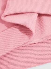 女士Curve oversize純色圓領運動衫，粉紅色印花設計，休閒風格，寬鬆剪裁，柔軟舒適，適合春秋季節，日常穿搭必備，海灘造型優選，獨特藝術圖案，棉質女士上衣，春夏裝假期度假，適合戶外運動服裝，秋冬季居家 日常休閒女裝，情侶款