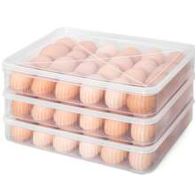 带盖保鲜鸡蛋盒，可堆叠透明塑料鸡蛋容器，可重复使用鸡蛋托盘，9.1“X12.2”（1 包，可容纳 24 个鸡蛋）