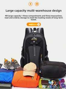 1 件山地徒步背包，10.57 加仑尼龙软壳背包 - 纯色，实用口袋，拉链开合，流苏装饰，适合户外、运动、休闲、旅行