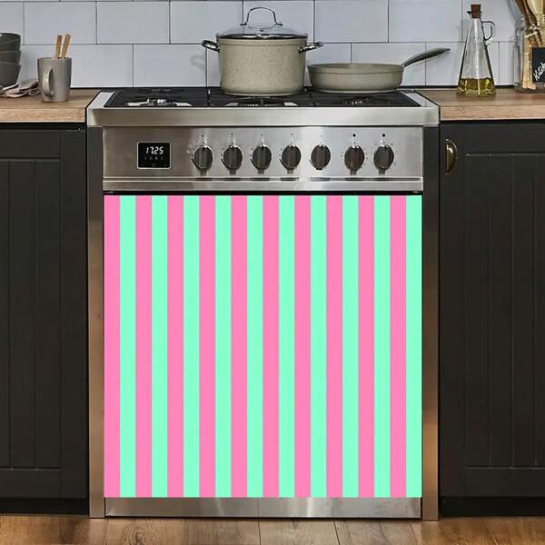 Autocollants magnétiques, rayures roses et vertes, décorent la cuisine, empêchent la pollution des appareils électroménagers, auto-adhésifs, robustes et non détachables, conviennent pour le réfrigérateur, le lave-vaisselle, le stérilisateur, la machine à laver