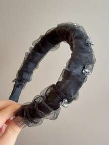 1pc Shiny Casual Polyester Fiber Sparkly Rhinestone Wrapped Mesh Headband, Suitable For Spring, Summer, Autumn, Winter, Hair Band, Hair Hoop, Hair Accessories ,Head Piece - D-5830 - View 5