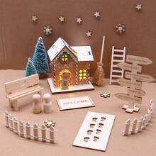 Casa de madera de Navidad en miniatura 1:12 para escenario de casa de muñecas, juguete en miniatura, prop de fotografía OB11, decoración de hogar en miniatura, accesorio de decoración de manualidades DIY
