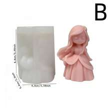 DIY女孩娃娃硅胶模具3D公主雕像树脂工艺品石膏模具可爱娃娃蜡烛香皂巧克力冰块烘焙工具 - 白色 - 查看 5