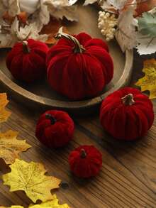 1 quả bí ngô trang trí bằng nhung polyester, trang trí mùa thu hoạch và Lễ Tạ ơn, bộ bí ngô nhân tạo, thích hợp để trang trí bàn nhà, phụ kiện trang trí theo mùa và ngày lễ. - Nhiều màu - Xem 3