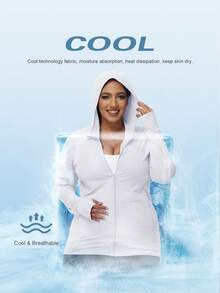 Women's Sun Protection Jacket Hooded Lightweight Long Sleeve Sun Shirt For Hiking Running Outdoor Plus Size Sunscreen Jacket - Black - View 4