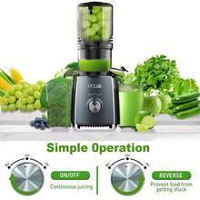 Cold Press Juicer, Cold Press Juicer With 5.3" Large Feed Chute Fit Whole Vegetable And Fruit, 300W Professional Slow Masticating Juicer, Juice Extractor Machine With High Juice Yield, Self Feeding Slow Juicer Easy Clean, Quiet Motor Juice Extractor - 白色 - 查看 3